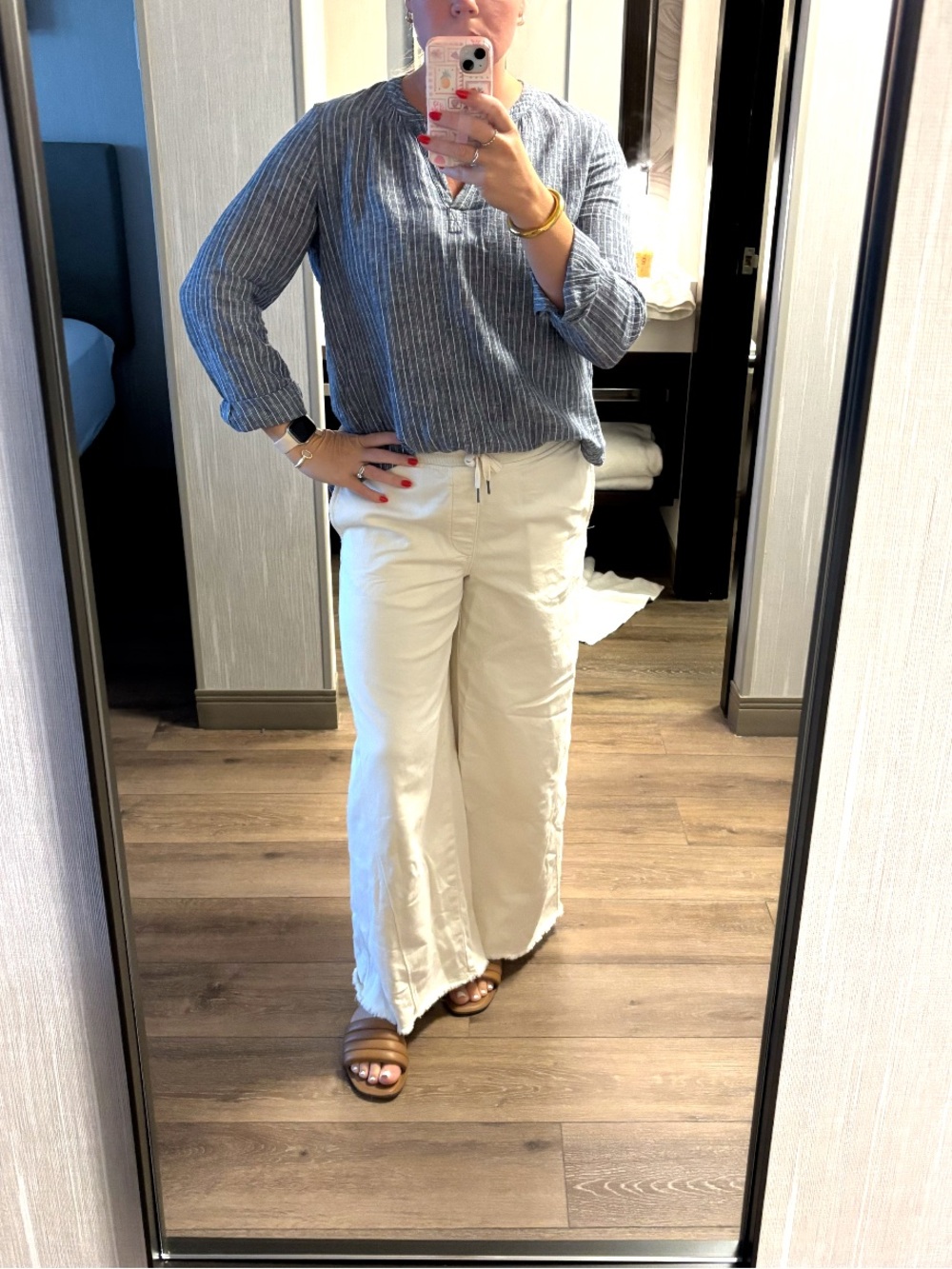 beachlunchlounge Navy & White Pinstripe V-Neck Tunic